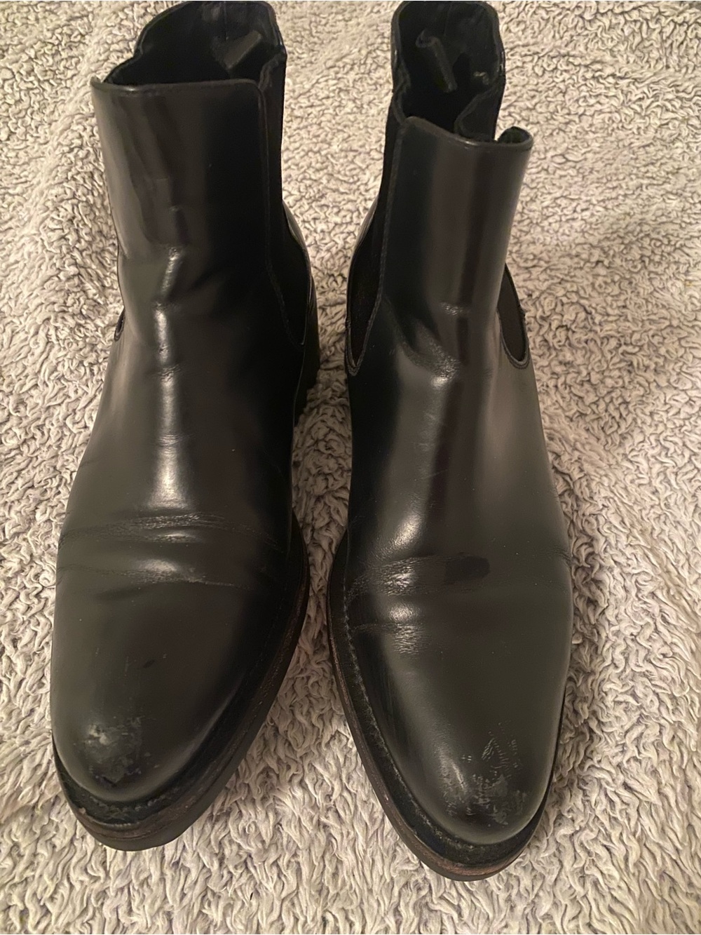 Prada Classic Black Leather Men's Chelsea Boots